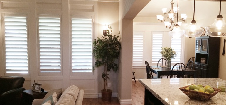 Virginia Beach shutters in kitchen and family room